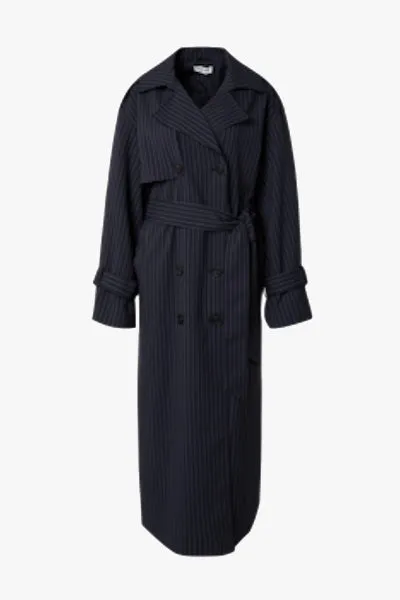 Birgit Oversized Trench Navy Stripe