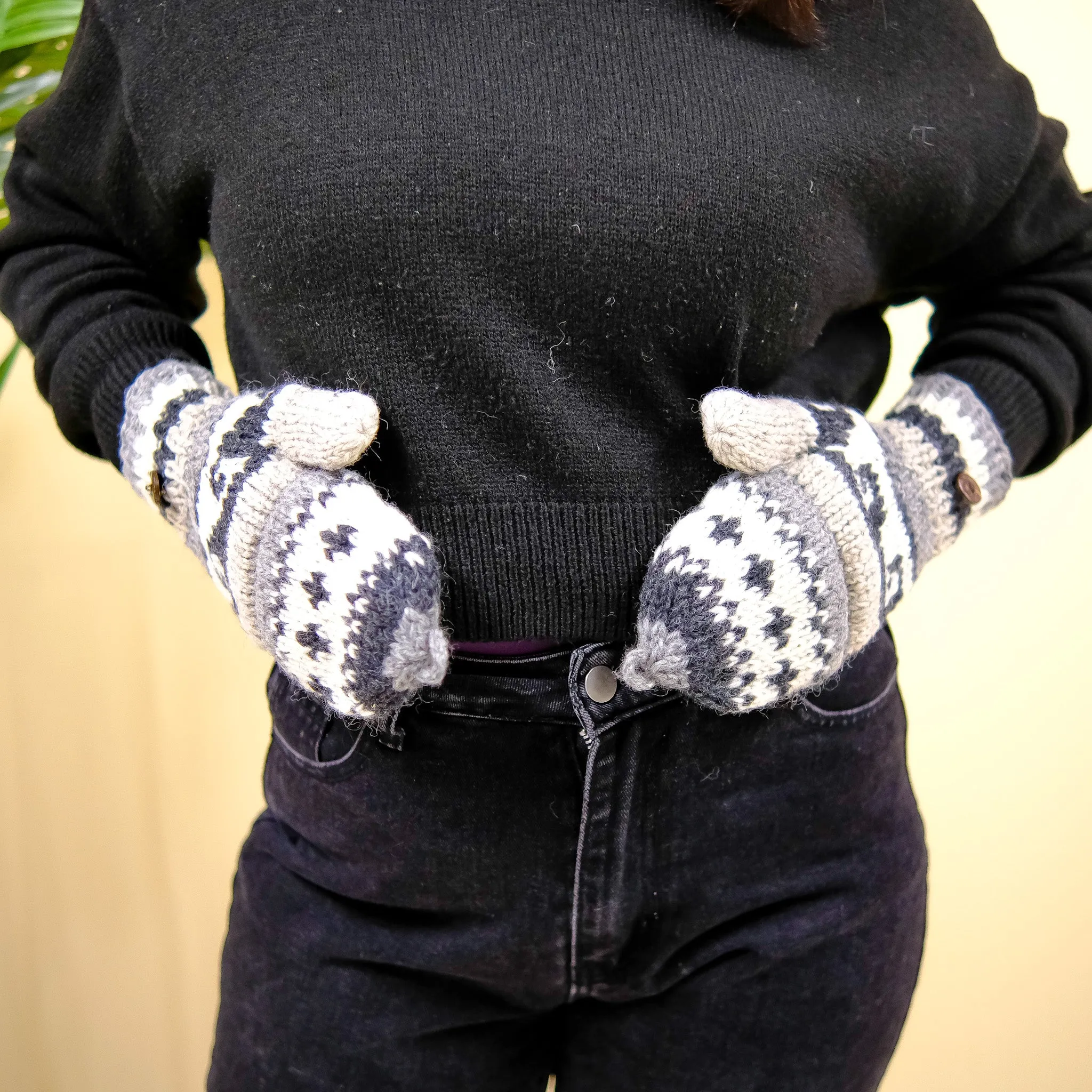 Hand Knit Himalayan Sherpa Fleece Lined Convertible Gloves
