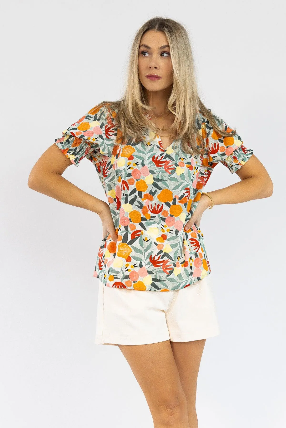 Sylvia Peach Floral Blouse